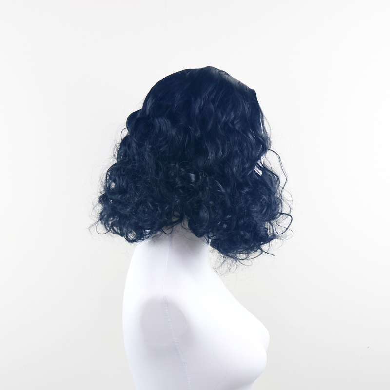 DALUSE WIG Black 12-inch Full Lace Front Shaggy Wavy Short Wig