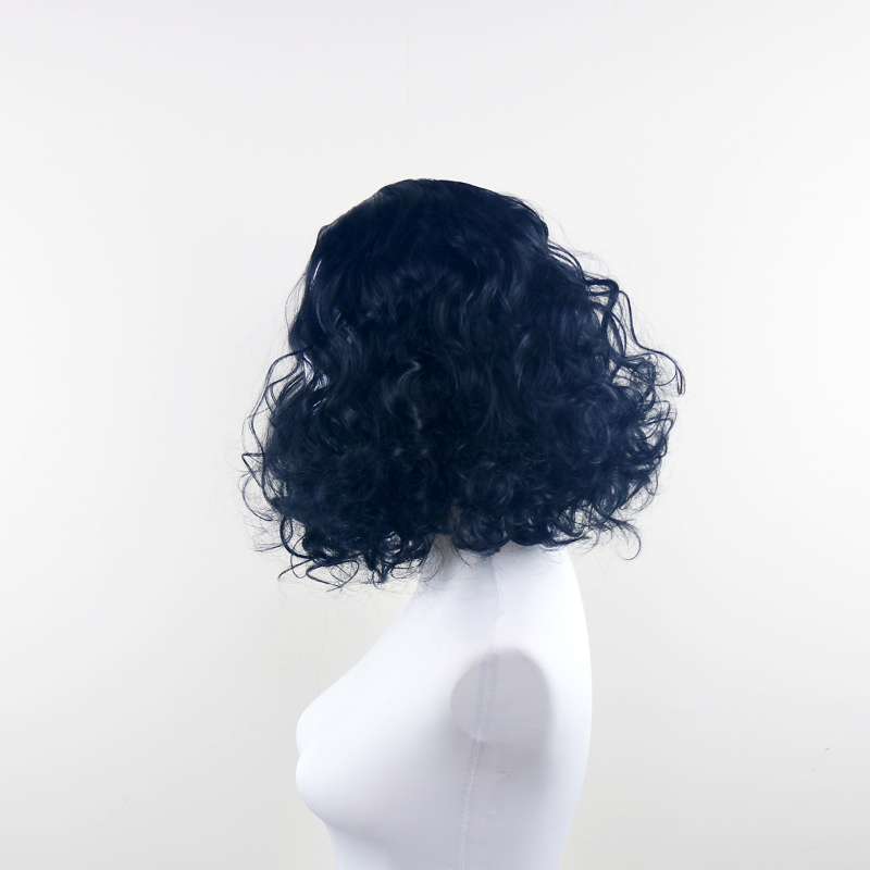 DALUSE WIG Black 12-inch Full Lace Front Shaggy Wavy Short Wig