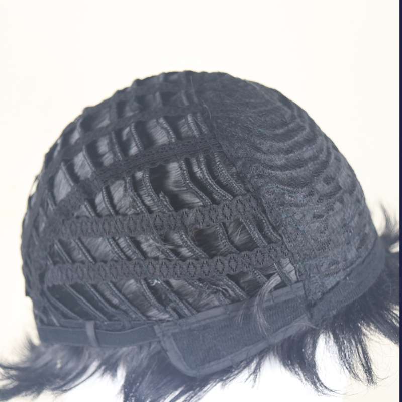 DALUSE WIG Black Layered Short Pixie Wig with Bangs