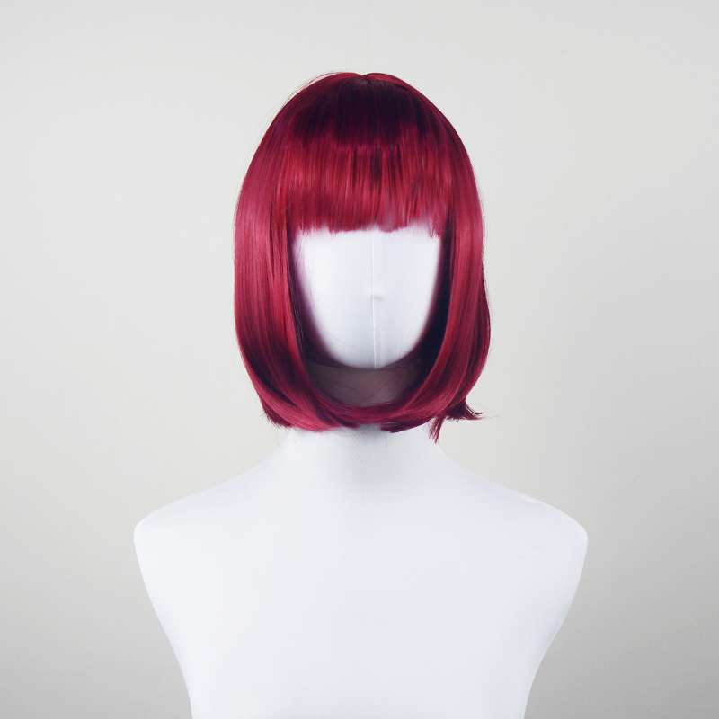 DALUSE WIG 10-inch Burgundy Bob with Bangs Wig