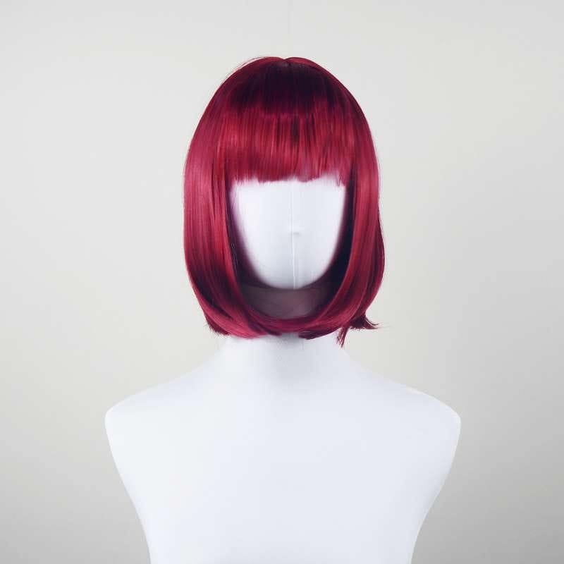 DALUSE WIG 10-inch Burgundy Bob with Bangs Wig