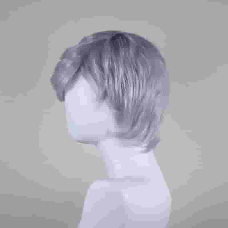 DALUSE WIG Straight Silver Gray Layered Short Bangs Wig