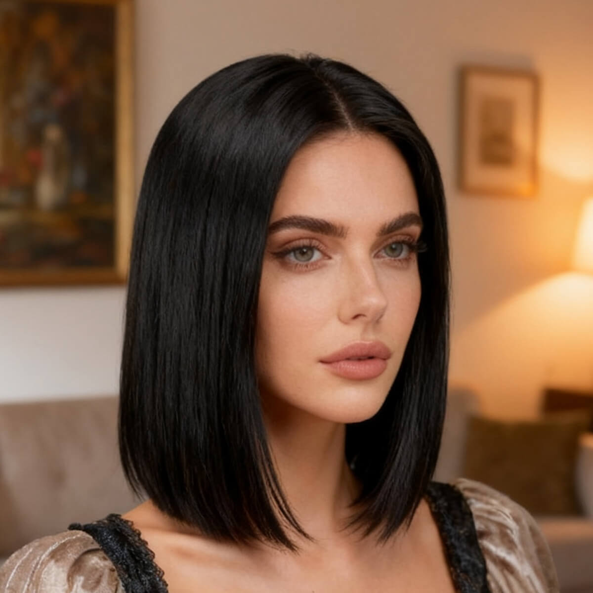 DALUSE WIG Black 14-inch Bob Lace Front Wig