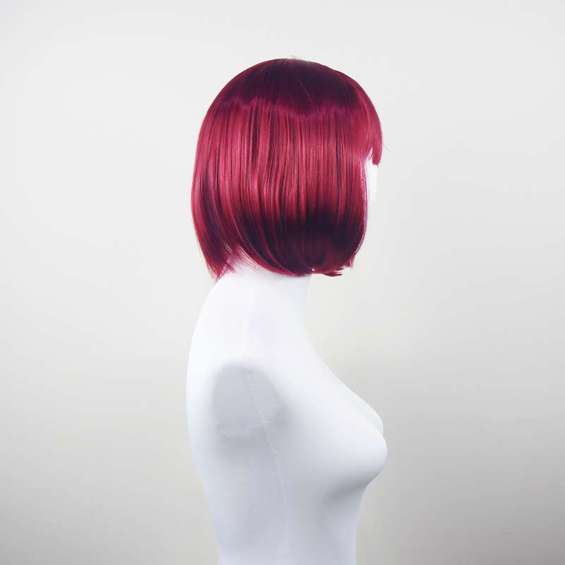 DALUSE WIG 10-inch Burgundy Bob with Bangs Wig