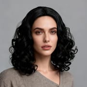 DALUSE WIG Black 12-inch Full Lace Front Shaggy Wavy Short Wig