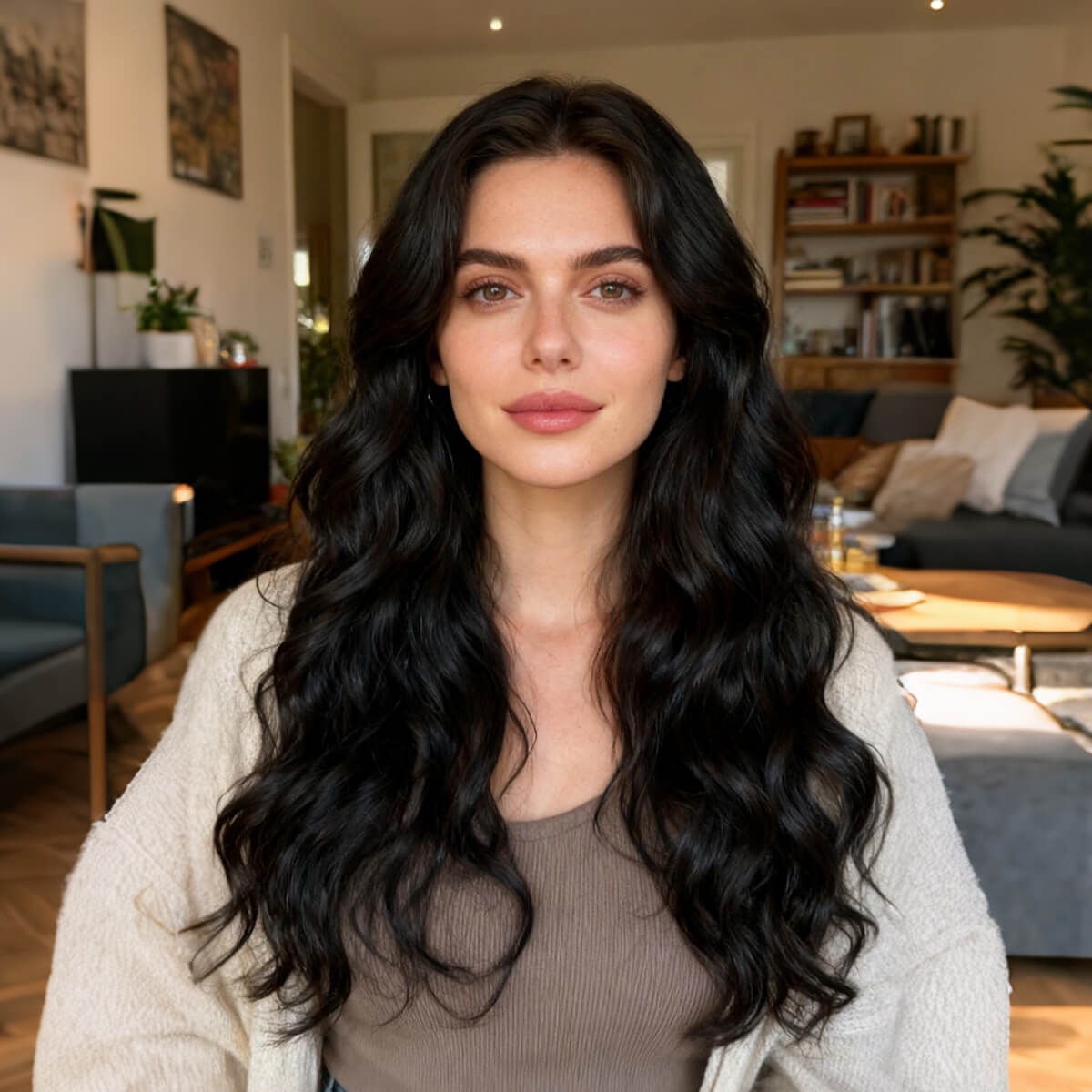 DALUSE WIG 26-inch Transparent Lace Front Black Wavy Wig