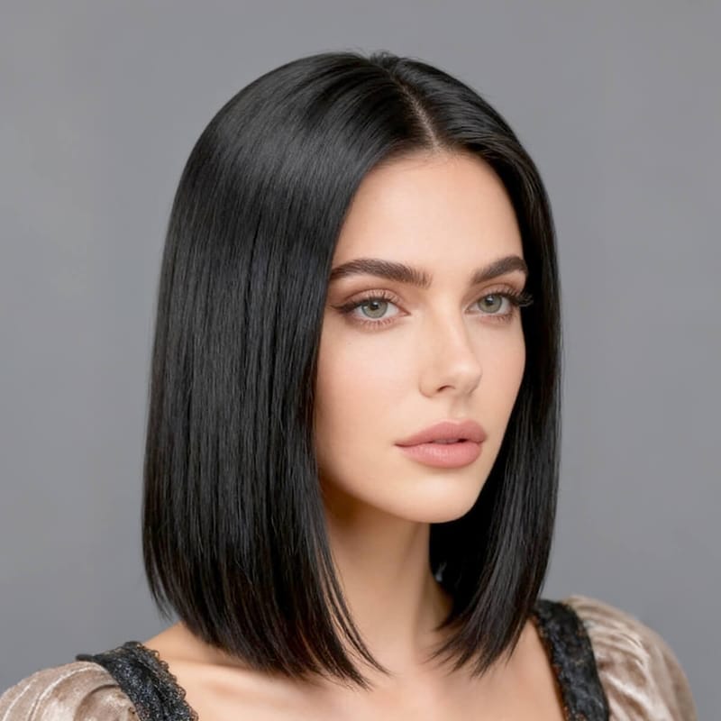 14-inch Black Lace Front Bob Wig