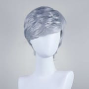 DALUSE WIG Silver Gray Short Straight Layered Bangs Wig 