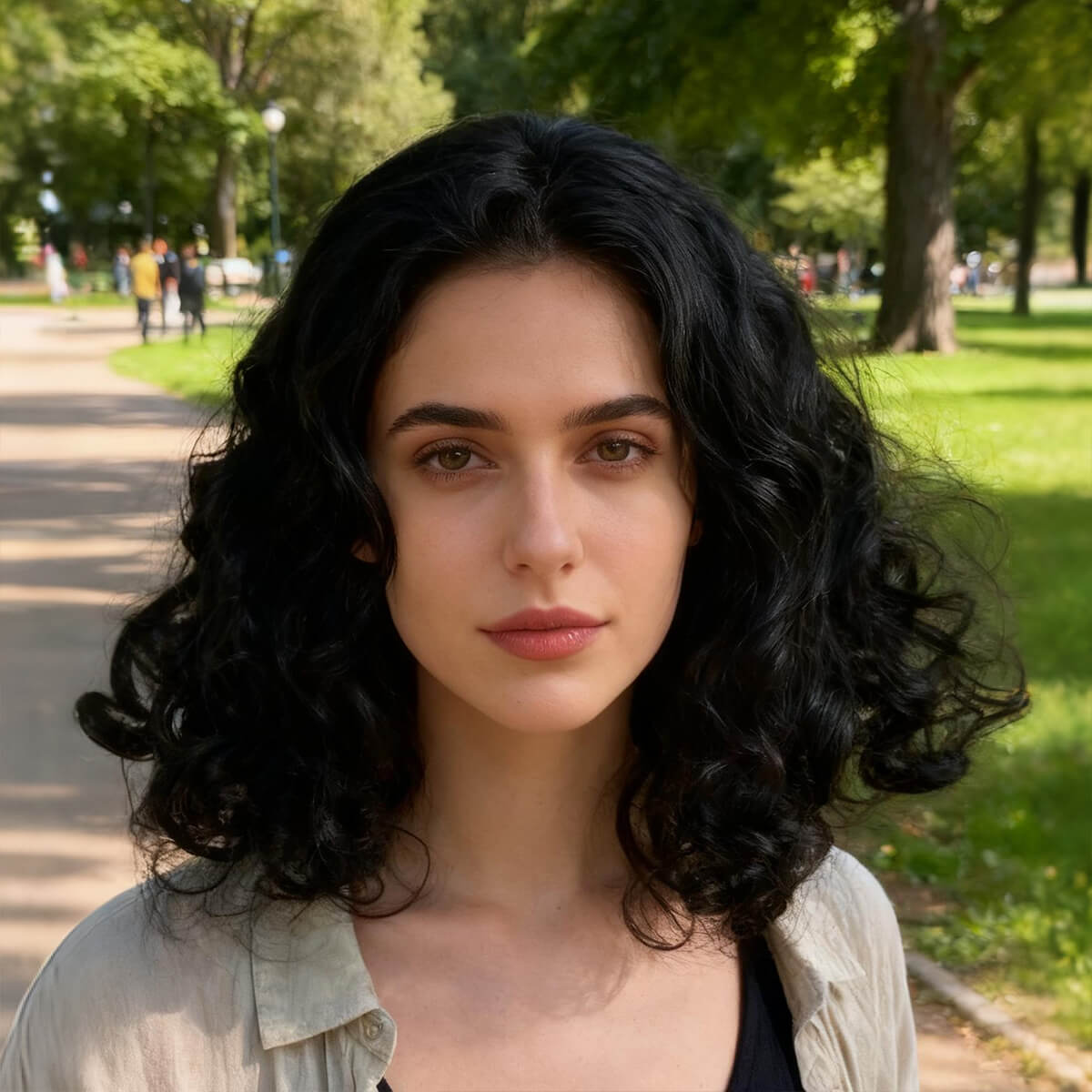 DALUSE WIG Black 12-inch Full Lace Front Shaggy Wavy Short Wig