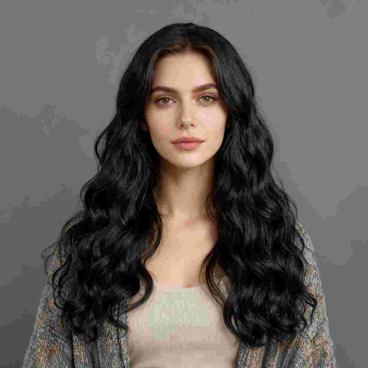 DALUSE WIG Black Wavy 26-inch Transparent Lace Front Wig