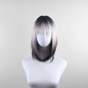 DALUSE WIG Brown Blonde Reverse Ombre 14-inch Bob Straight Bangs Wig