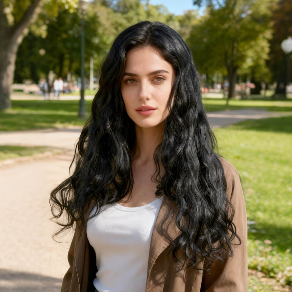 DALUSE WIG Black Wavy 26-inch Transparent Lace Front Wig