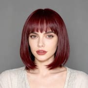 DALUSE WIG Burgundy 10-inch Bob Wig with Bangs