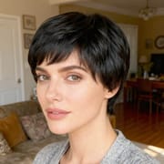 DALUSE WIG Pixie Short Black Layered with Bangs Wig