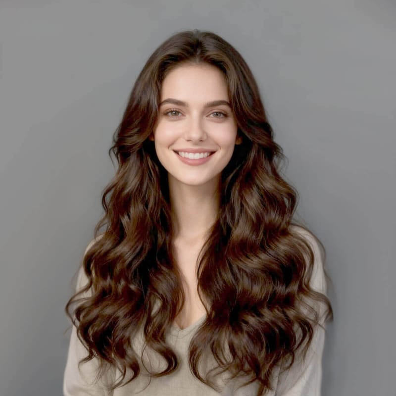 Dark Brown 26-inch Wavy Wig with Transparent Lace Front