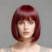 DALUSE WIG 10-inch Burgundy Bob with Bangs Wig