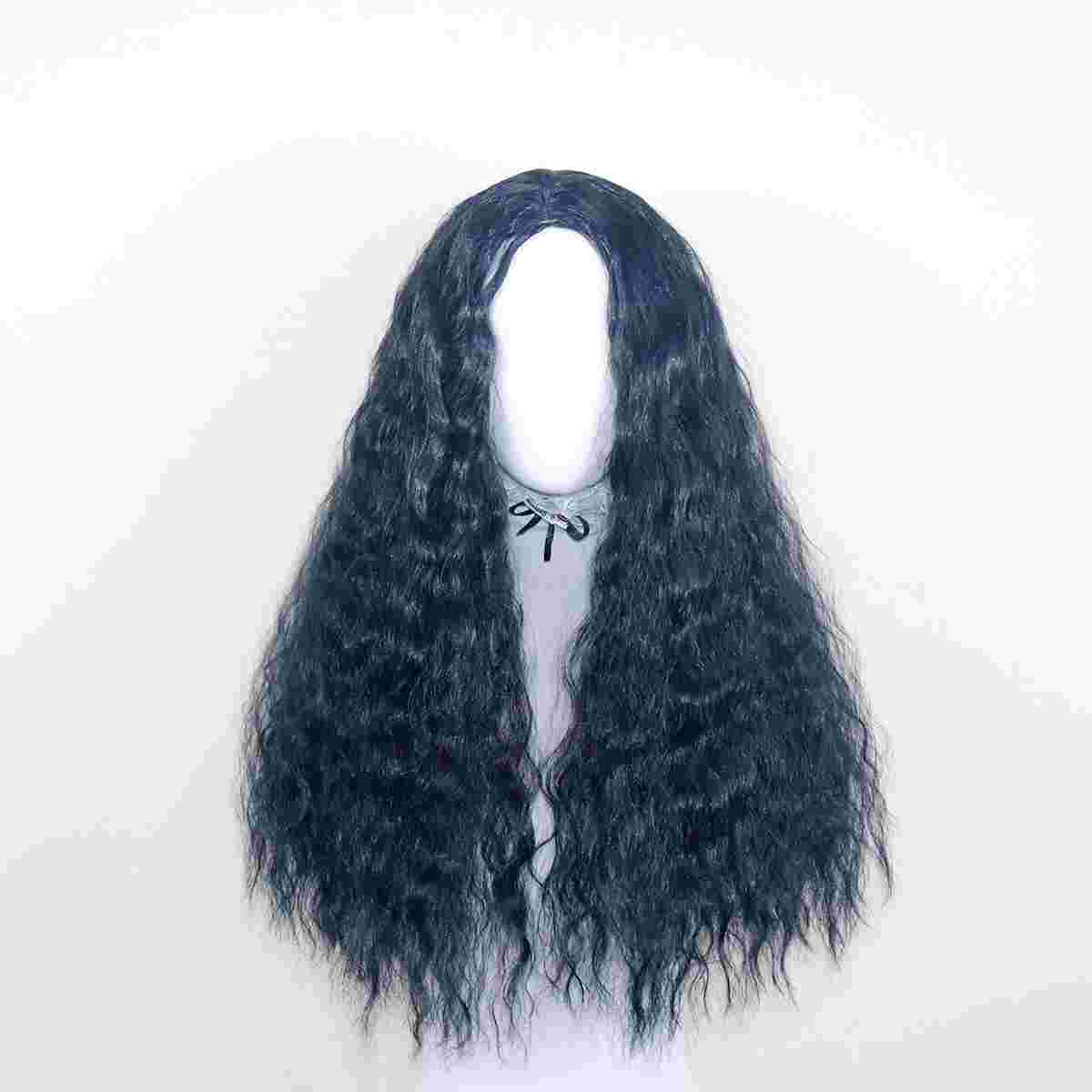 Daluse WIG 26-Inch Long Black Curly Rose Mesh Wig
