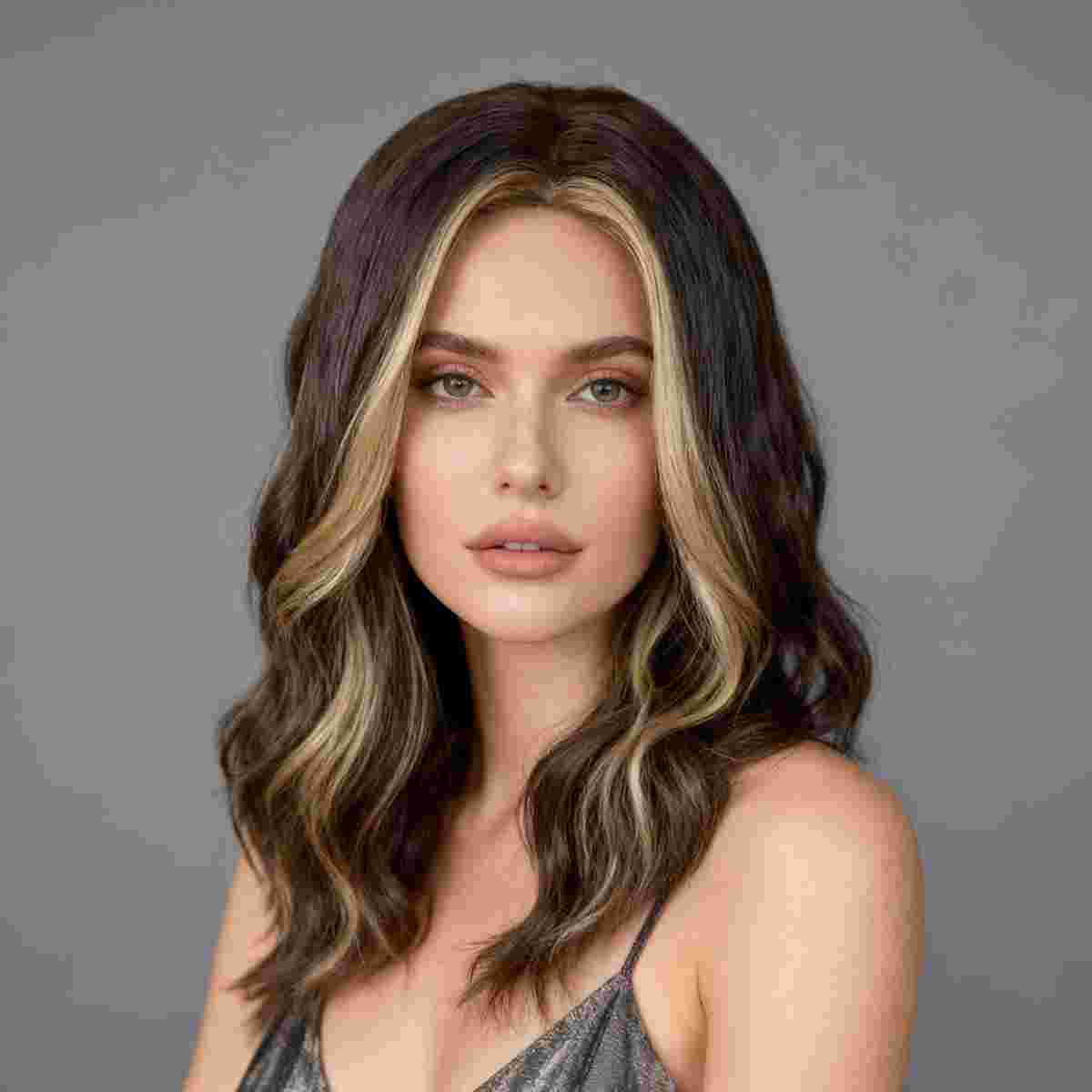 Daluse WIG 26-Inch Gradient Gold-Brown Long Curly Wavy Wig