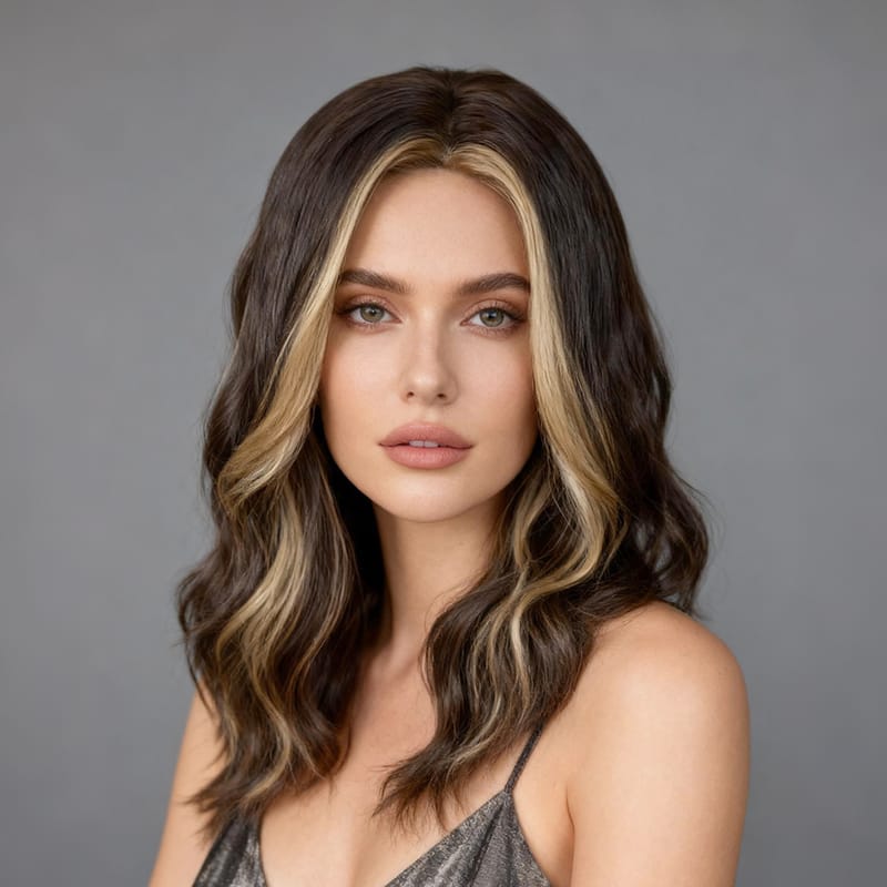 Daluse WIG 26-Inch Gradient Gold-Brown Long Curly Wavy Wig