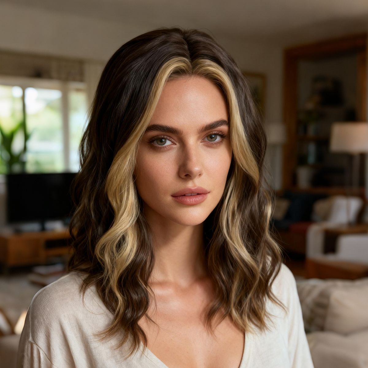 Daluse WIG 26-Inch Gradient Gold-Brown Long Curly Wavy Wig