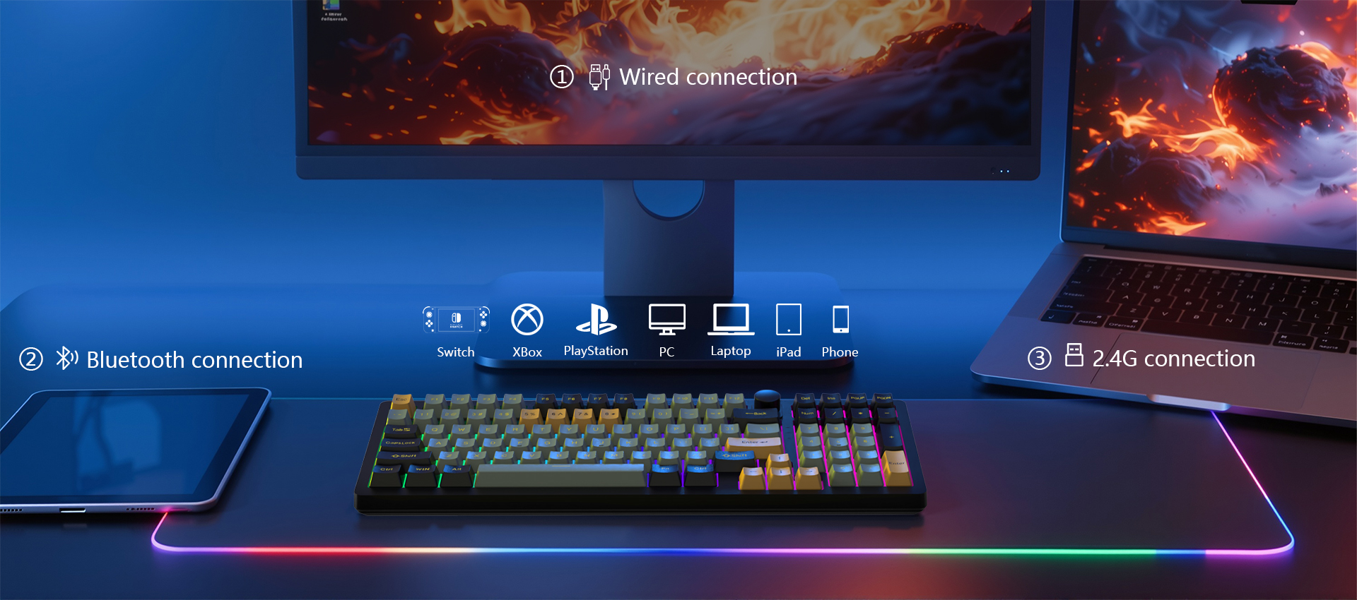5000mAh Beast 98-Key RGB Wireless Mechanical Keyboard with Hot-Swap ...