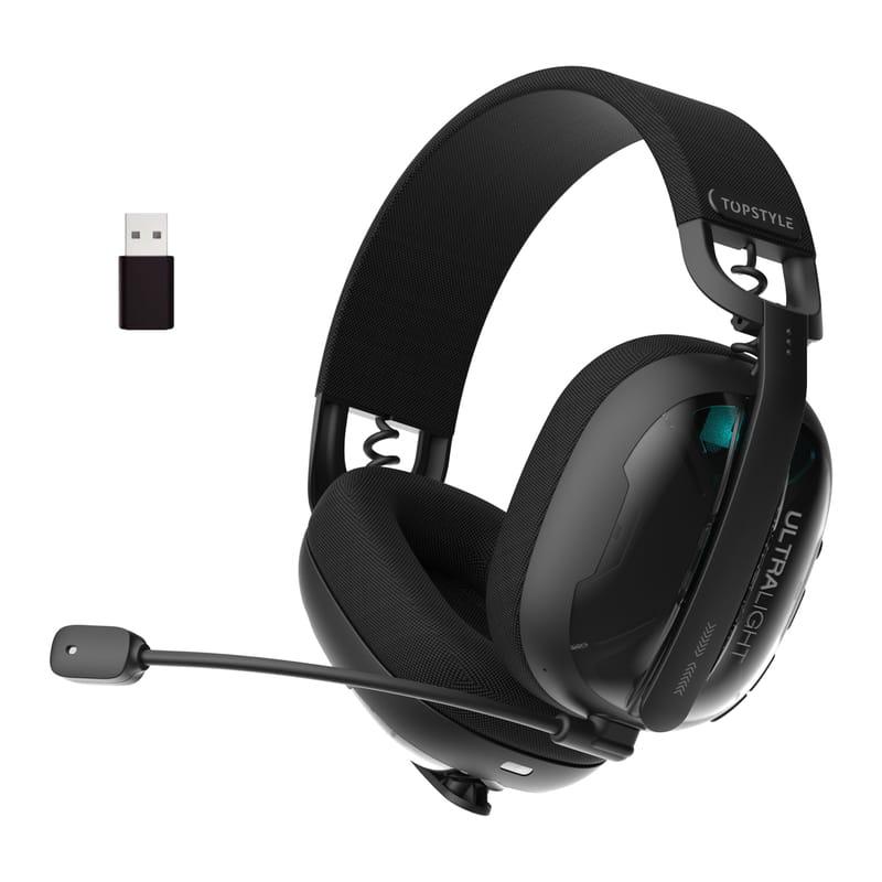 Tri-Mode Foldable Headset with 2.4G Dongle & Bluetooth Built-in & Boom Mic Combo Ultra-Light for Long Sessions