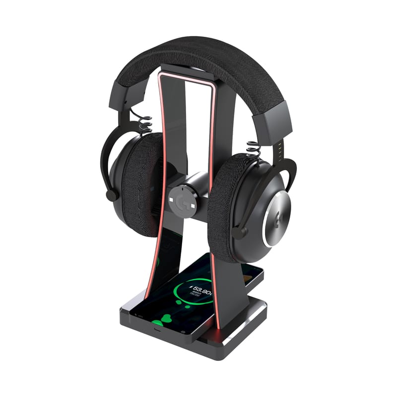 RGB Headset Stand with Wireless Mouse & Phone Charging Station Desktop Organizer for PS5 PC Gamer Type-C Powered Docking Station