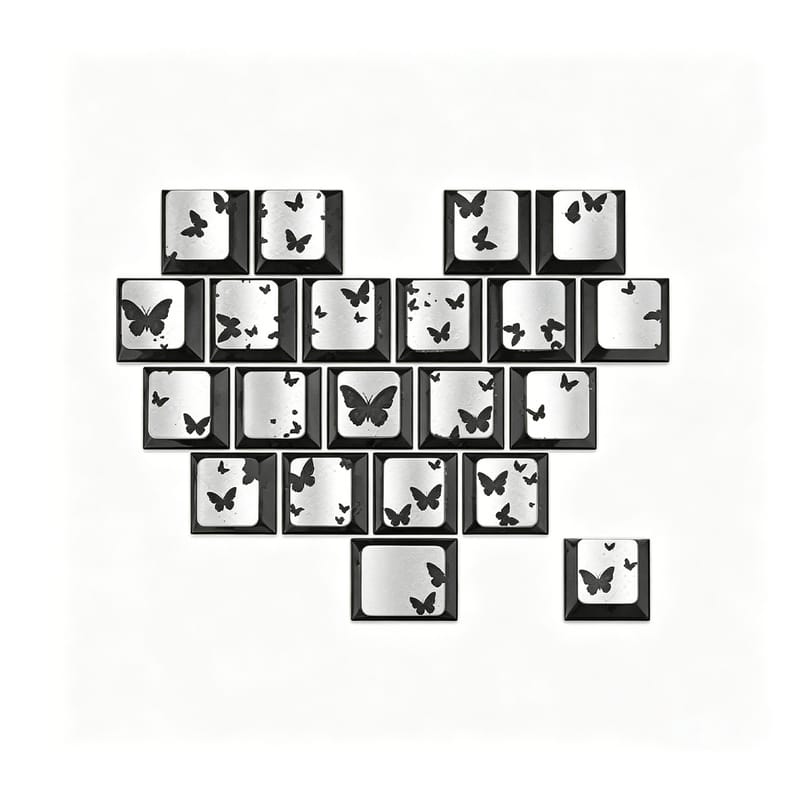 Illuminated Butterfly 21 Key PBT Translucent Keycaps Set RGB Backlight Compatible