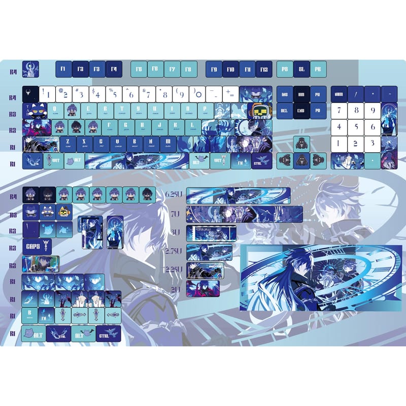 Complete Full Keyboard Keycaps – Thick 1.5mm PBT, Double-Shot, for Hotswap 100% Layout