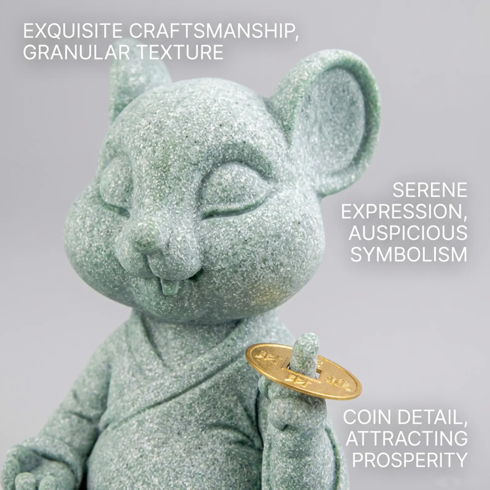 Master Rat tea pet close-up – handcrafted bluestone details and texture