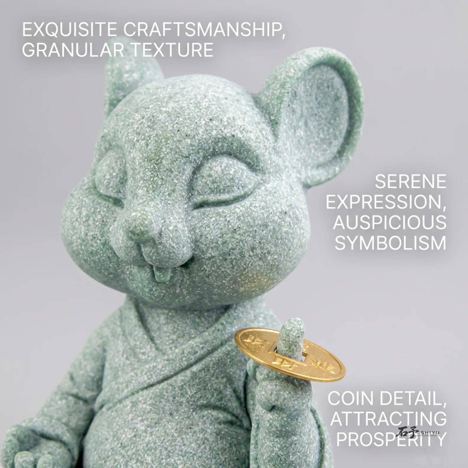 Master Rat tea pet close-up – handcrafted bluestone details and texture