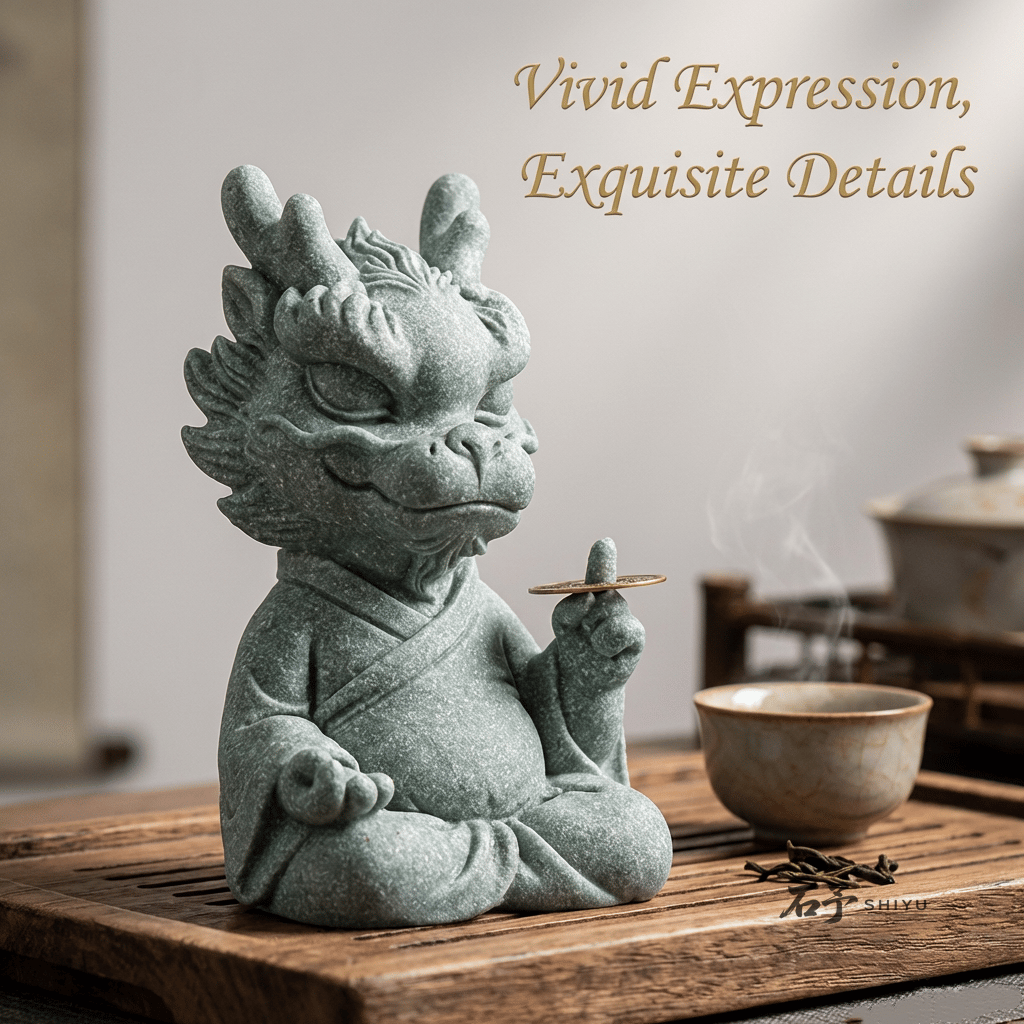 Master Dragon tea pet – hand carved natural bluestone Chinese zodiac Dragon (龙) feng shui fortune and prosperity figurine