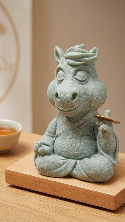 Master Horse tea pet – hand carved natural bluestone Chinese zodiac Horse (马) feng shui lucky figurine