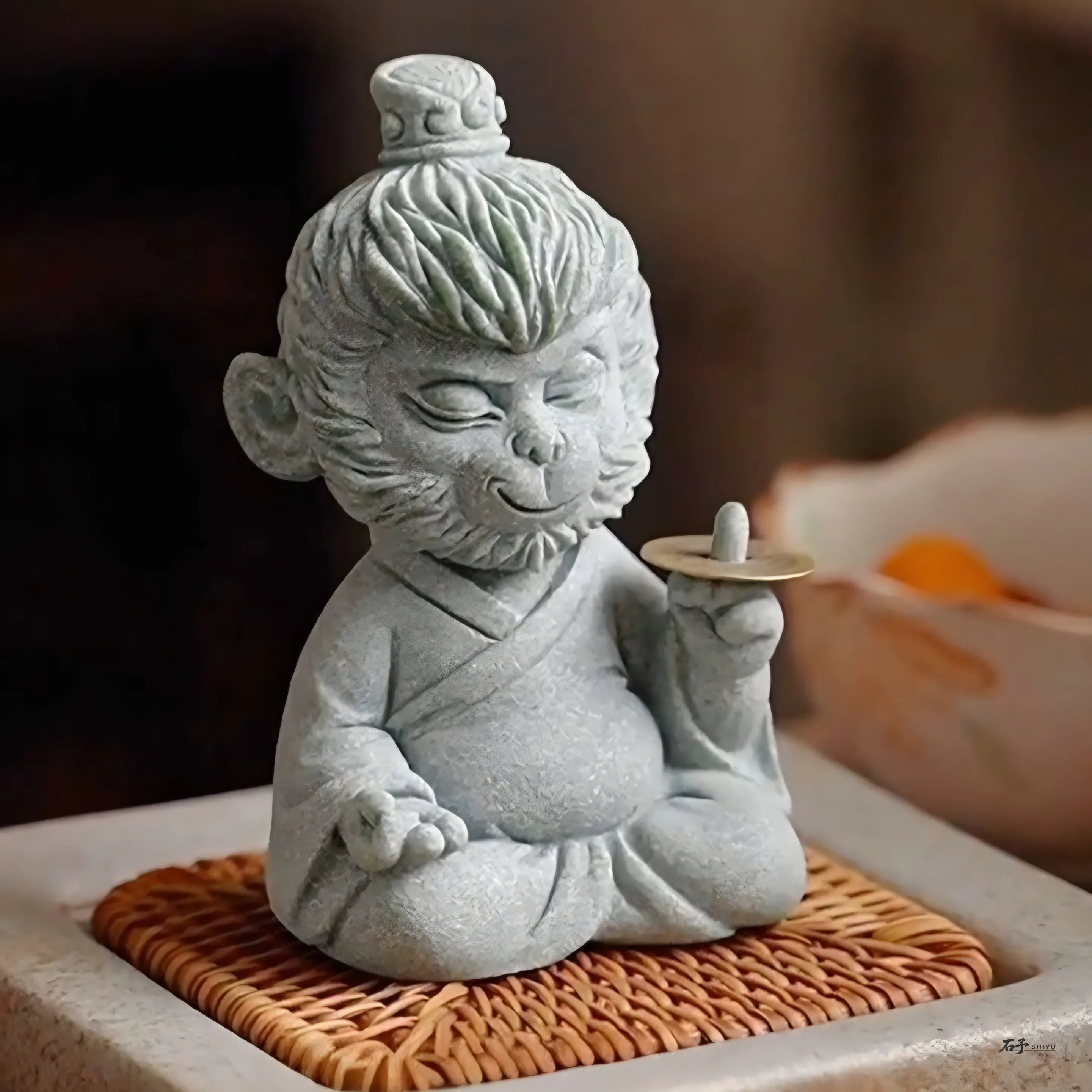 Master Monkey tea pet – hand carved natural bluestone Chinese zodiac Monkey (猴) feng shui lucky figurine