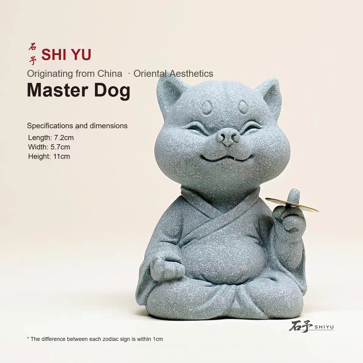 Master Dog tea pet – hand carved natural bluestone Chinese zodiac Dog (狗) feng shui guardian figurine