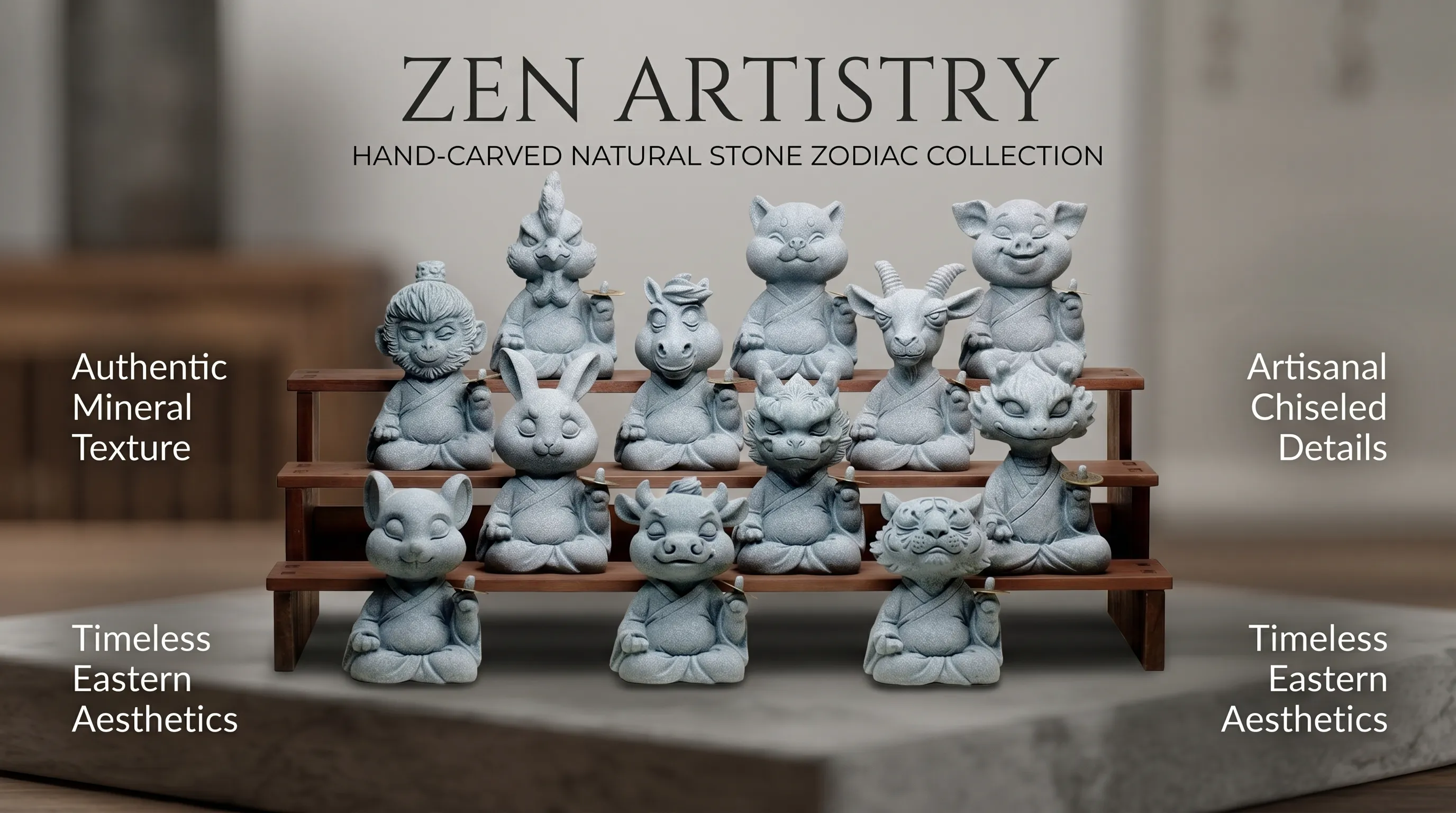 A hand sanding and finishing a small stone tea pet on a wet stone slab, showing real workshop polishing and surface refinement