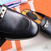 Sandals, Kelly clasp slippers black silver clasp size 39, Personal Custom