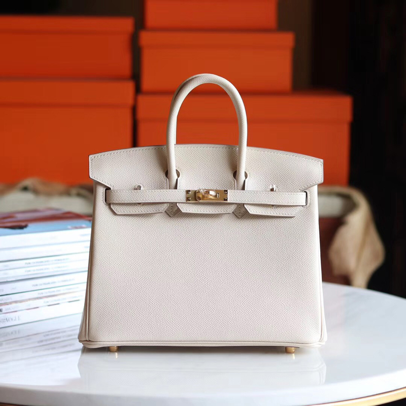 Hermes Birkin 25 Handbag CC10 Craie Epsom GHW