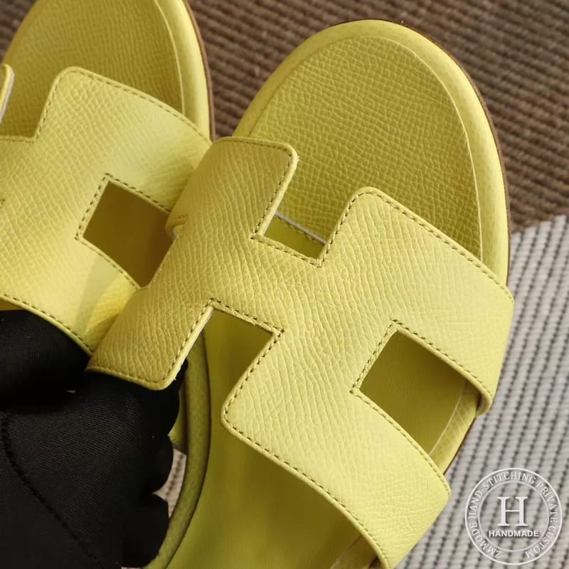H Medium heel 4.5cm Ladies Slippers Epsom Lemon Yellow size 34-42