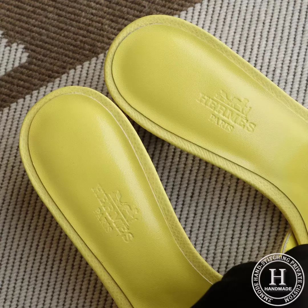 H Medium heel 4.5cm Ladies Slippers Epsom Lemon Yellow size 34-42