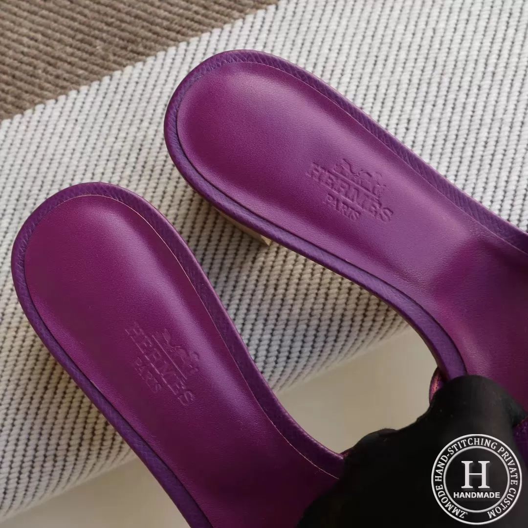 H Medium heel 4.5cm ladies slippers Epsom Anemone purple size 34-42