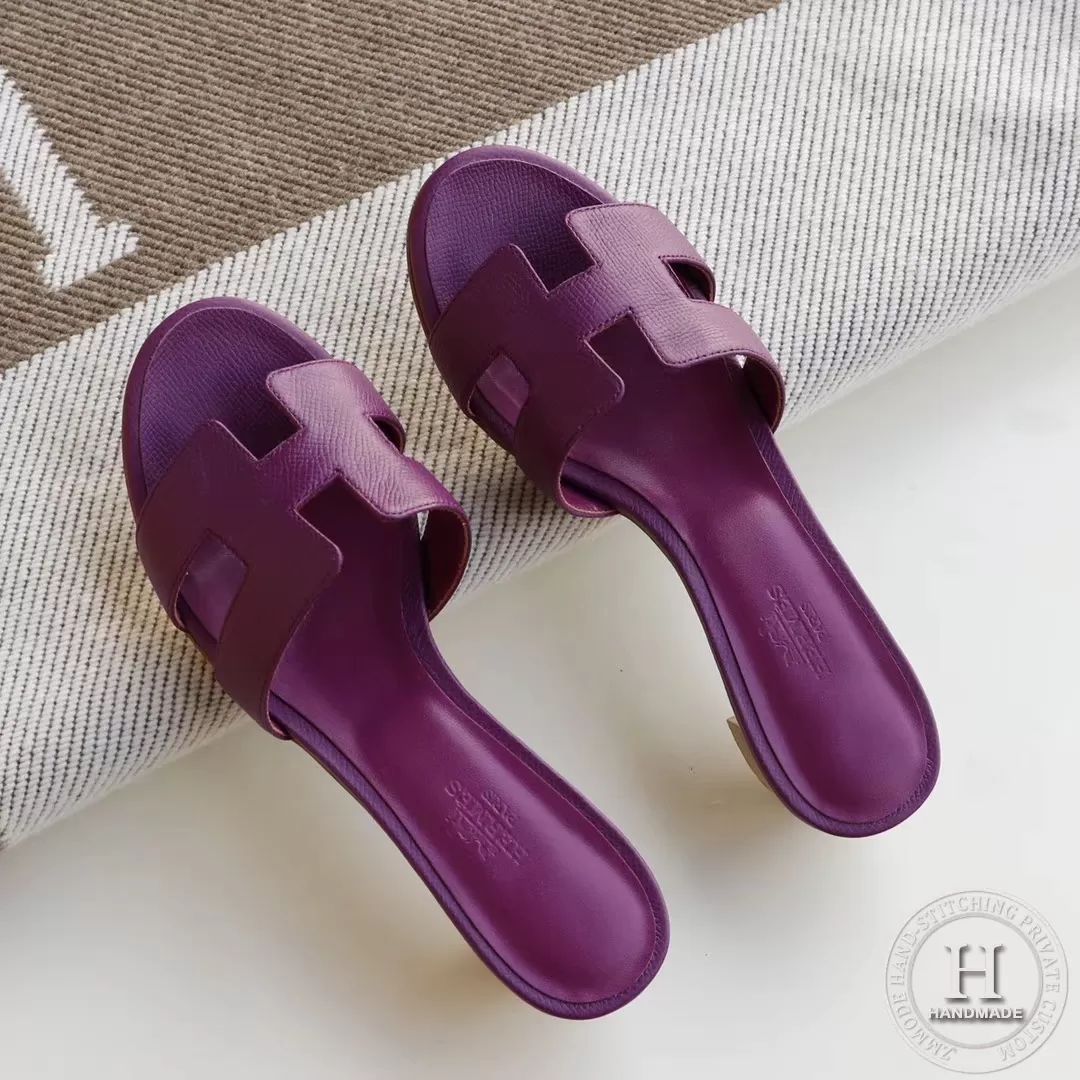 H Medium heel 4.5cm ladies slippers Epsom Anemone purple size 34-42