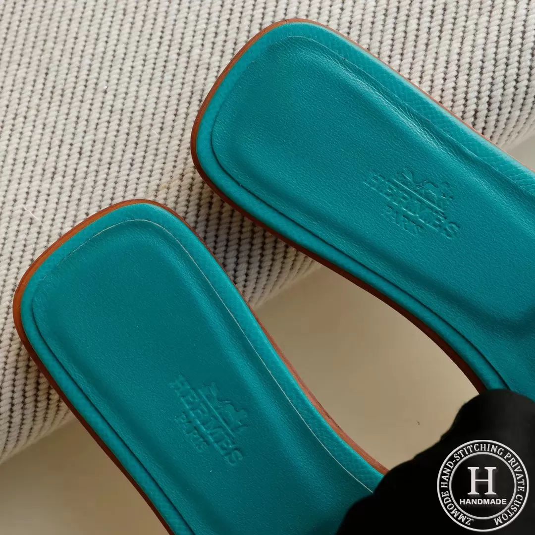 20-H Flat slippers Slippers Epsom Peacock Green size 34-42
