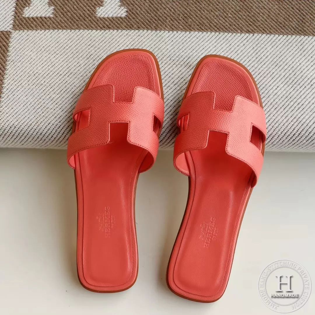 H Flat slippers slippers Epsom Lobster Powder size 34-42