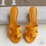 H Medium heel 4.5cm Ladies Slippers Epsom 9V Jaune d'or size 34-42