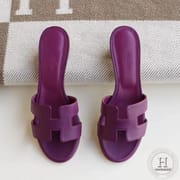 H Medium heel 4.5cm ladies slippers Epsom Anemone purple size 34-42