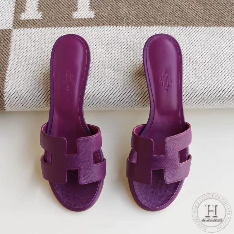 H Medium heel 4.5cm ladies slippers Epsom Anemone purple size 34-42