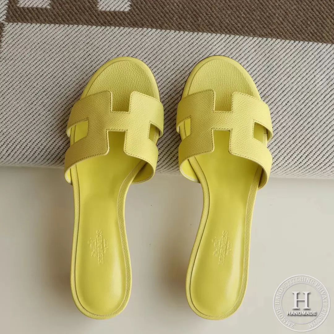 H Medium heel 4.5cm Ladies Slippers Epsom Lemon Yellow size 34-42