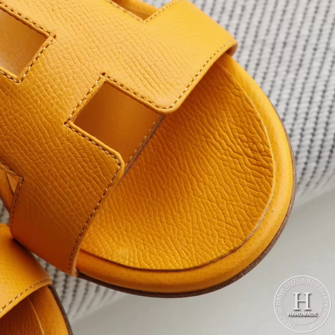 H Medium heel 4.5cm Ladies Slippers Epsom 9V Jaune d'or size 34-42 H Medium heel 4.5cm Ladies Slippers Epsom 9V Jaune d'or size 34-42