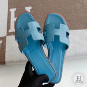 H Flat slippers Epsom jean Blue size 34-42